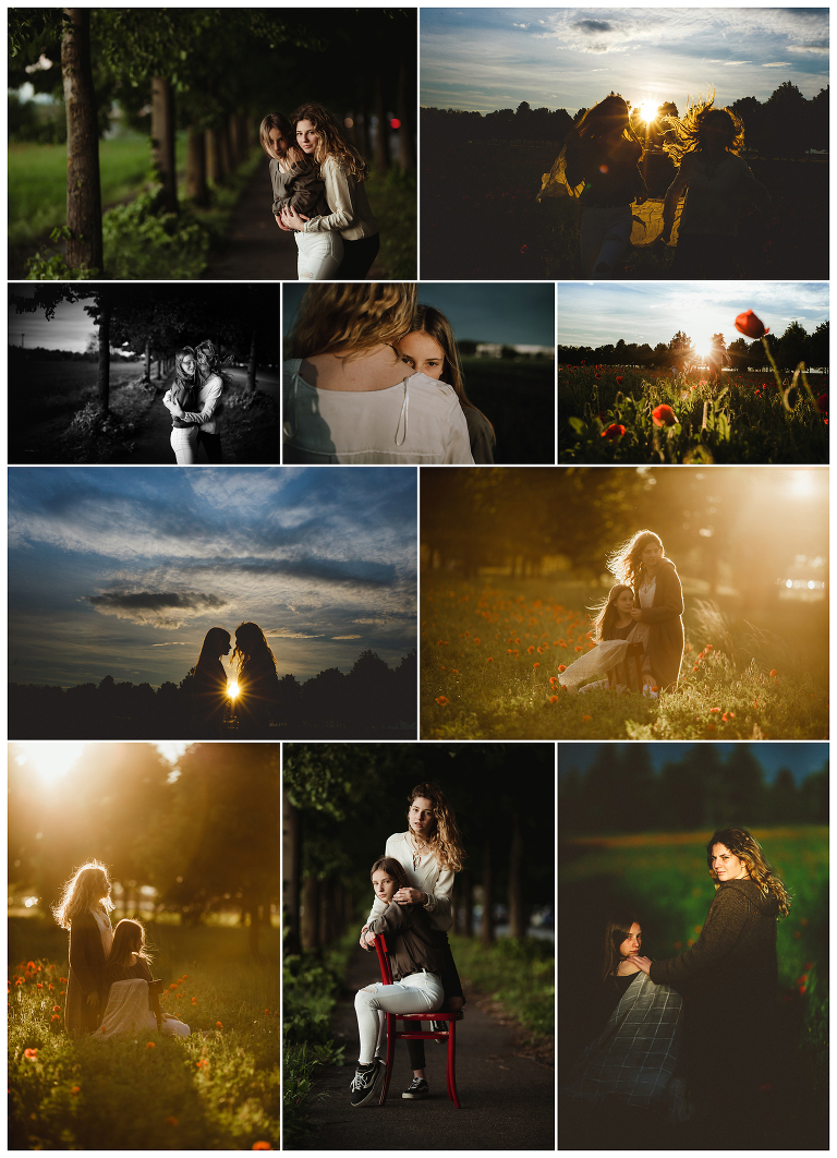 servizio fotografico al tramonto